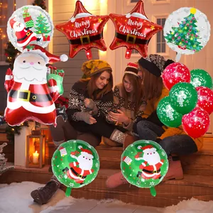 Weihnachtsballon-Set mit Weihnachtsmann-Folienballon und Sternen für festliche Dekorationen