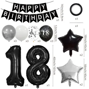 18th birthday party decoration set with banners and balloons for anniversary celebration