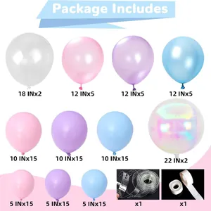 Pastel macaron balloon arch kit with assorted sizes and colors for birthday party decor