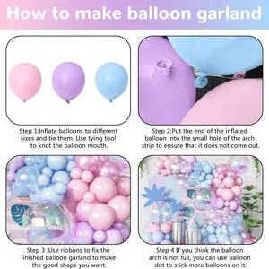 DIY Macaron Balloon Arch Kit with pink and blue latex balloons for party decoration