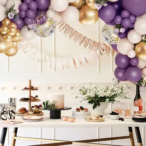 Purple and gold balloon arch kit for wedding and birthday party decoration backdrop