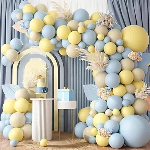 Macaron Blau Gelb Creme Ballon Girlande Bogen Set Latex Luftballons Für Babyparty Geburtstag Hochzeit Party Dekoration