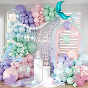 Mermaid Theme Birthday Party Balloon Arch Kit Macaron Latex Foil Balloons For Wedding Backdrop Girls Birthday Decoration