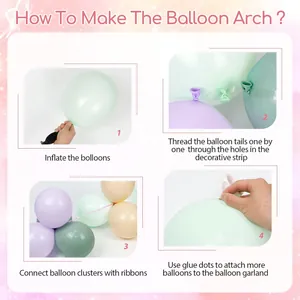 Step-by-step DIY instructions for assembling a colorful macaron latex balloon garland arch