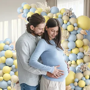Morandi Creme Luftballon Girlande Bogen Set mit Trockenblumen für Babyparty Deko