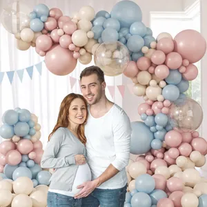 Rosa und blaues Ballonbogen-Set mit dekorativem Banner für Babyparty-Partydekorationen