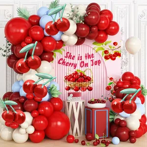 Kit guirlande de ballons en latex thème fruits avec ballons cerise pour fête d'anniversaire