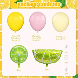 Détails du kit guirlande de ballons citron avec ballons en latex et aluminium citron