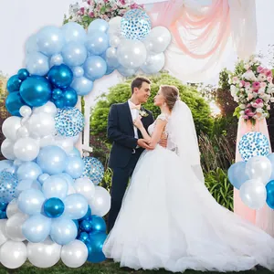 Kit arco di palloncini blu per matrimoni all'aperto con palloncini in lattice e paillettes