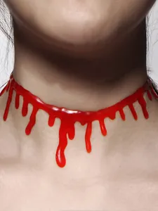 Halloween Bleeding Blood Choker Necklace Gothic Horror Red Drip Resin Necklaces For Women Cosplay Party Jewelry Accessory