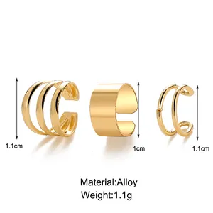 Detailed view of alloy gold ear cuff set showing dimensions 1.1cm and 1.0cm