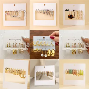 Vintage Earring Collection For Women Gold Silver Alloy Butterfly Heart Faux Pearl Hoop Stud Earrings Bohemian Fashion Jewelry Accessories