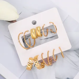 Schickes 6-teiliges goldenes Gliederketten-Ohrring-Set für Damen mit Texturen