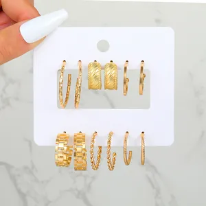 Gold Silber Creolen Für Damen Minimalistisch Legierung Geometrisch Kettenglied Ohrringe Mit Edelstahl Ohrstecker-Stift Schmuck Geschenk