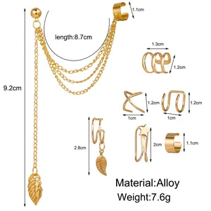 Detaillierte Größen- und Gewichtstabelle für Goldlegierung Blattkette und Star Ohrklemmen Set