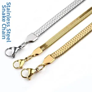 Detailed close-up of stainless steel blade chains in gold and silver with lobster clasps