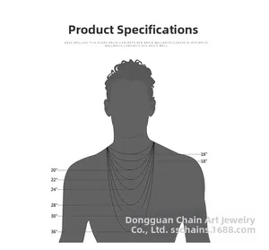 Men's Mobius necklace length guide showing different sizes from 16 to 36 inches on a silhouette
