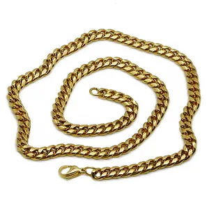 Classic gold Cuban link chain necklace in stainless steel with a secure lobster clasp
