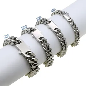 Detailed comparison of 7mm, 9mm, 11mm, and 13mm stainless steel Cuban chain bracelets