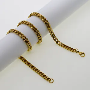 Classic gold stainless steel Cuban chain necklace with secure lobster clasp for men