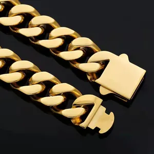 Minimalist gold-plated stainless steel Cuban link necklace with secure box clasp design