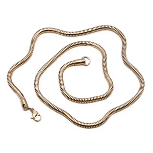 Elegant rose gold snake chain necklace in stainless steel with a secure lobster clasp