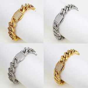 Hip-Hop-Stil Gold und Silber Panzerarmband mit Steinen besetzt für Herren