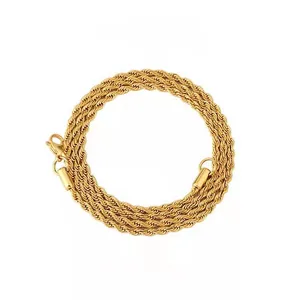 Classic golden titanium steel rope chain necklace with a secure lobster clasp closure