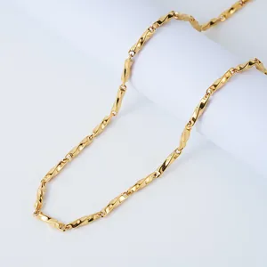 Men's Mobius stainless steel necklace in polished gold finish with rectangular links