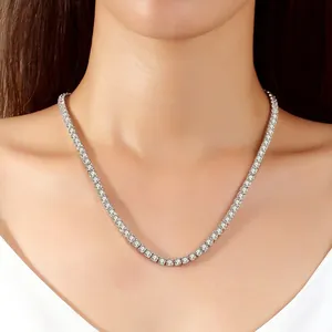 Classic silver titanium steel tennis chain with shimmering 3mm-5mm cubic zirconia stones
