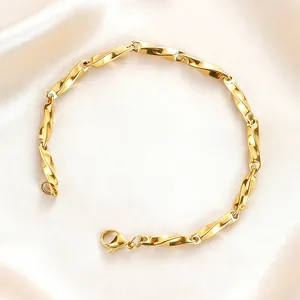 Luxury 316 Stainless Steel Mobius Twisted Chain Bracelet For Women 18K Gold Plated Geometric Minimalist Link Bracelet Jewelry