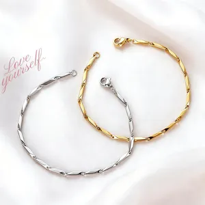Minimalistisch 316 Roestvrij Staal Vierkante Staaf Schakelarmband Mannen Vrouwen 18K Verguld Geometrische Sieraden Cadeau