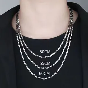 Polished silver stainless steel Cuban link necklaces for men in 50cm 55cm and 60cm lengths
