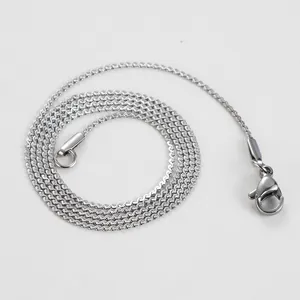 Detailed close-up of 304 stainless steel flat S-link chain with a lobster clasp