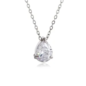 Elegante Halskette aus Edelstahl mit 18K Gold und einem birnenförmigen Zirkonia-Anhänger