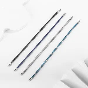 3mm tennis bracelet collection in black, blue, and white zircon set in titanium steel
