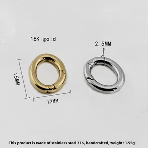 Polished 316 stainless steel oval spring ring clasps in gold and silver finishes