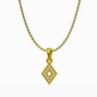 Macro shot of gold-plated geometric rhombus pendant necklace with pavé cubic zirconia
