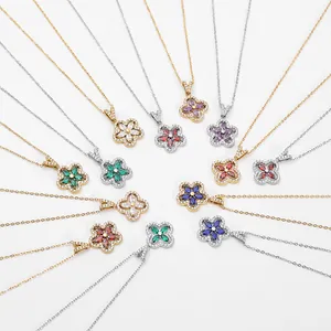 Floral crystal pendants in multiple colors with gold and silver chain necklace assortment