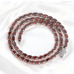 Collar de Tenis de Acero Inoxidable 316L con Zirconia Cúbica de Corte Ovalado Cadena Personalizada Joyería de Moda para Mujer Regalo Elegante