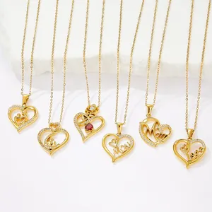 Elegante gouden hartkettingen met rooshangers en schitterende diamanten voor vrouwen