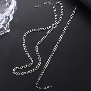 Conjunto unisex de collar y pulsera de cadena de eslabones estilo punk hip hop en acero
