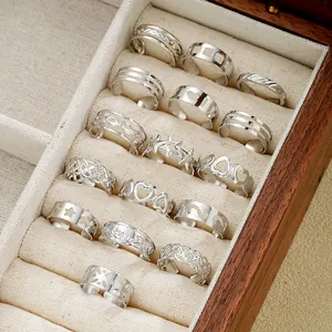 14-piece silver adjustable toe ring set featuring heart, star, and leaf patterns