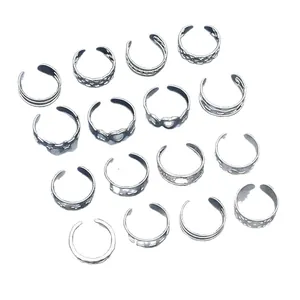 12-piece silver open toe ring set with hollow heart and star patterns for women
