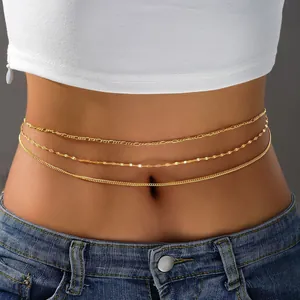 Multilayer Gold Silver Waist Chain For Women Sexy Artificial Pearl Sequin Body Chain Bohemian Jewelry Beach Summer Accessories