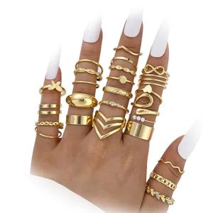 Vintage Gold Alloy Toe Ring Set Star Moon Snake Geometric Hollow Adjustable Open Rings For Women Beach Jewelry Accessory