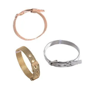 Bracciale in maglia di acciaio inossidabile in oro rosa, oro e argento