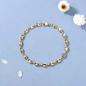 Unisex Titanstahl Kaffeebohne Schweinenase Gliederkette Armband Vergoldet Minimalistisches Geometrisches Mode Schmuck Zubehör Für Damen Herren