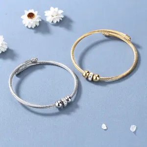 Bracelets torsadés en acier inoxydable doré et argenté avec anneau serti de zircons