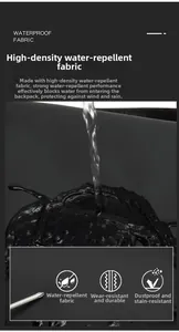 Detail des wasserdichten schwarzen Stoffes mit Wassertropfen für Spritzwasserschutz